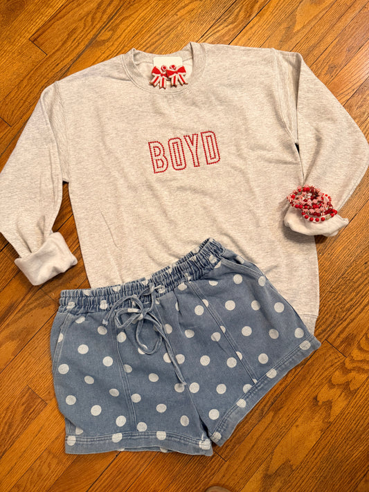 BOYD Polka Dot Embroidered Crewneck