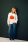 Pumpkin Patchwork Sweater Knit Top With Stitching Detail