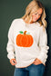 Pumpkin Patchwork Sweater Knit Top With Stitching Detail
