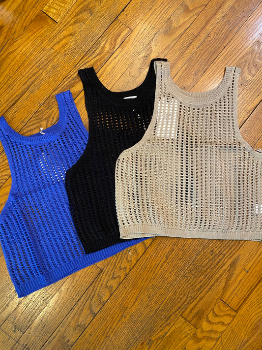 Sleeveless Open Knit Tank