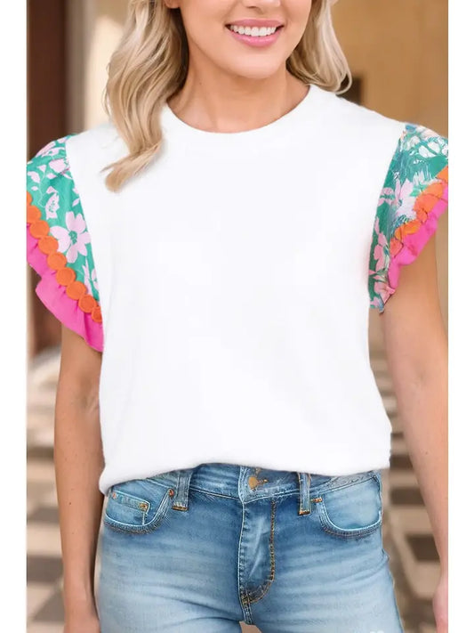 Ricrac Floral Contrast Top