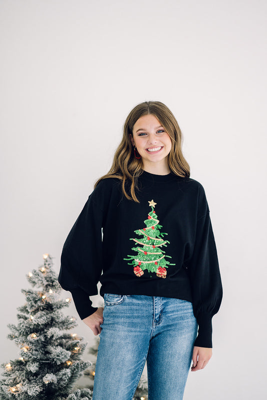 Tree Sequin Sweater