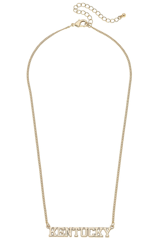 Kentucky Wildcats Varsity Outline Necklace in Shiny Gold
