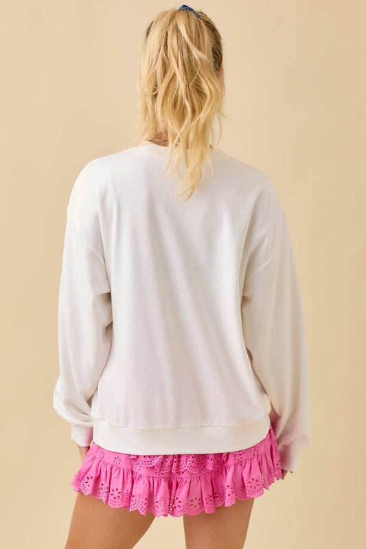 Ribbon Bow Football Patchwork Sweatshirt