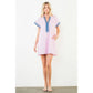 Short Sleeve Striped Textured Dress