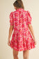 Floral Print Button Down Front Mini Dress