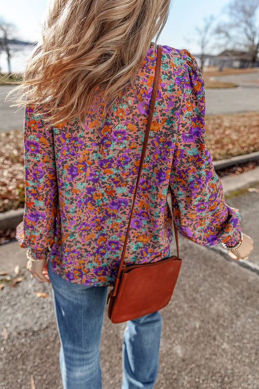 Floral Print Frilled Blouse