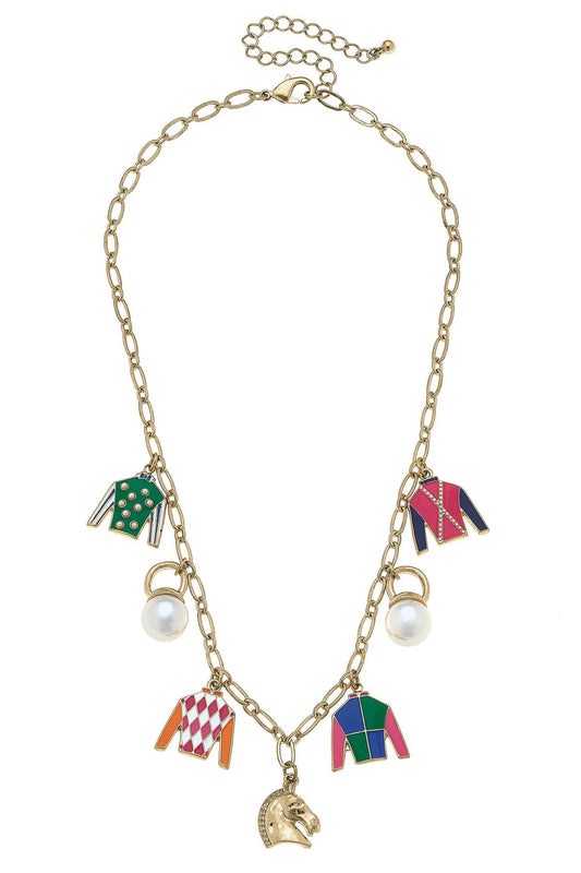 Jockey Silk Enamel Charm Necklace
