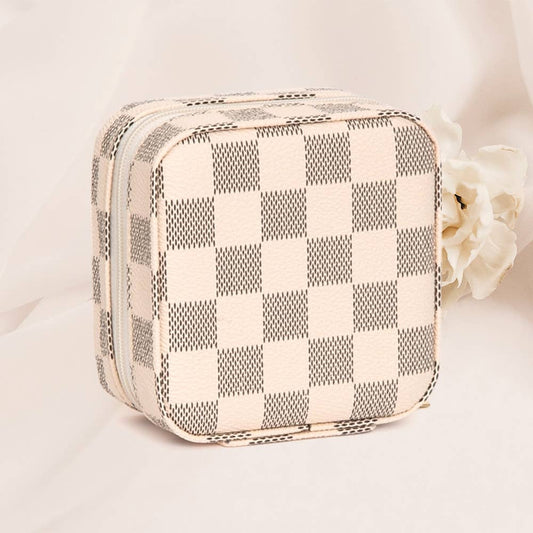 Checkered Pattern Square Jewelry Box