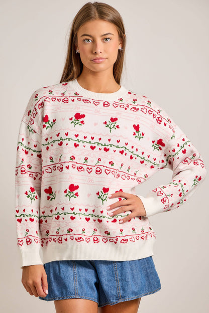 Heart and Rose Sweater
