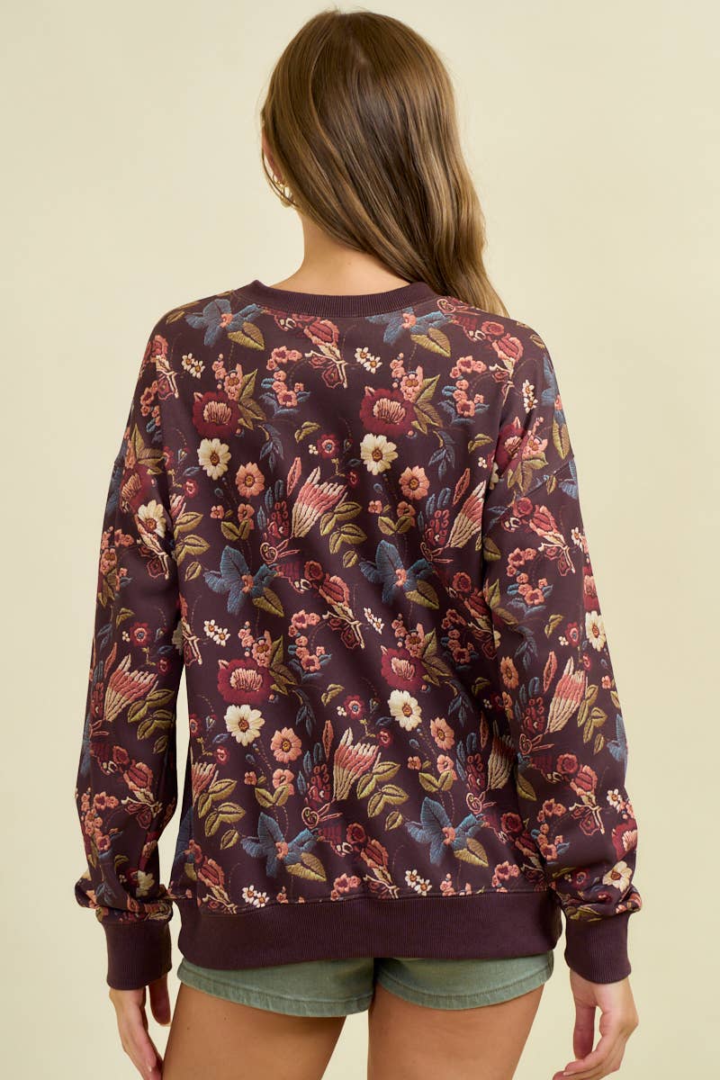 Floral Print Pullover