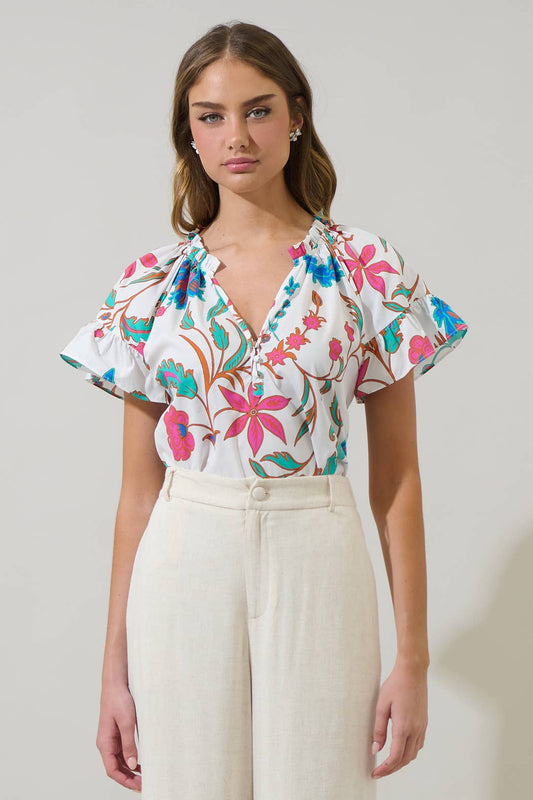 Izzie Floral Ruffle Top