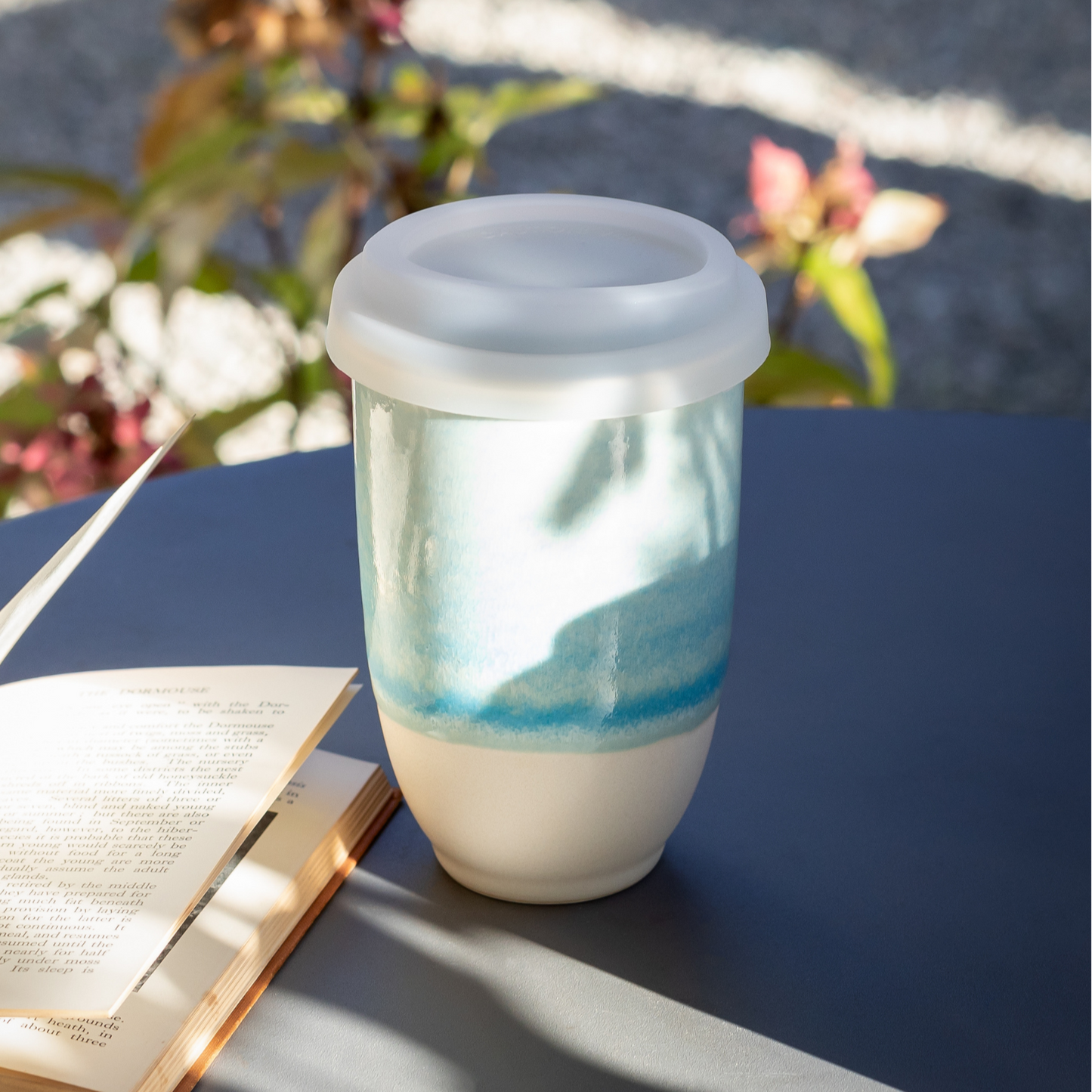 Lagoon Ceramic Coffee Cup – 12oz with Lid & Sleeve