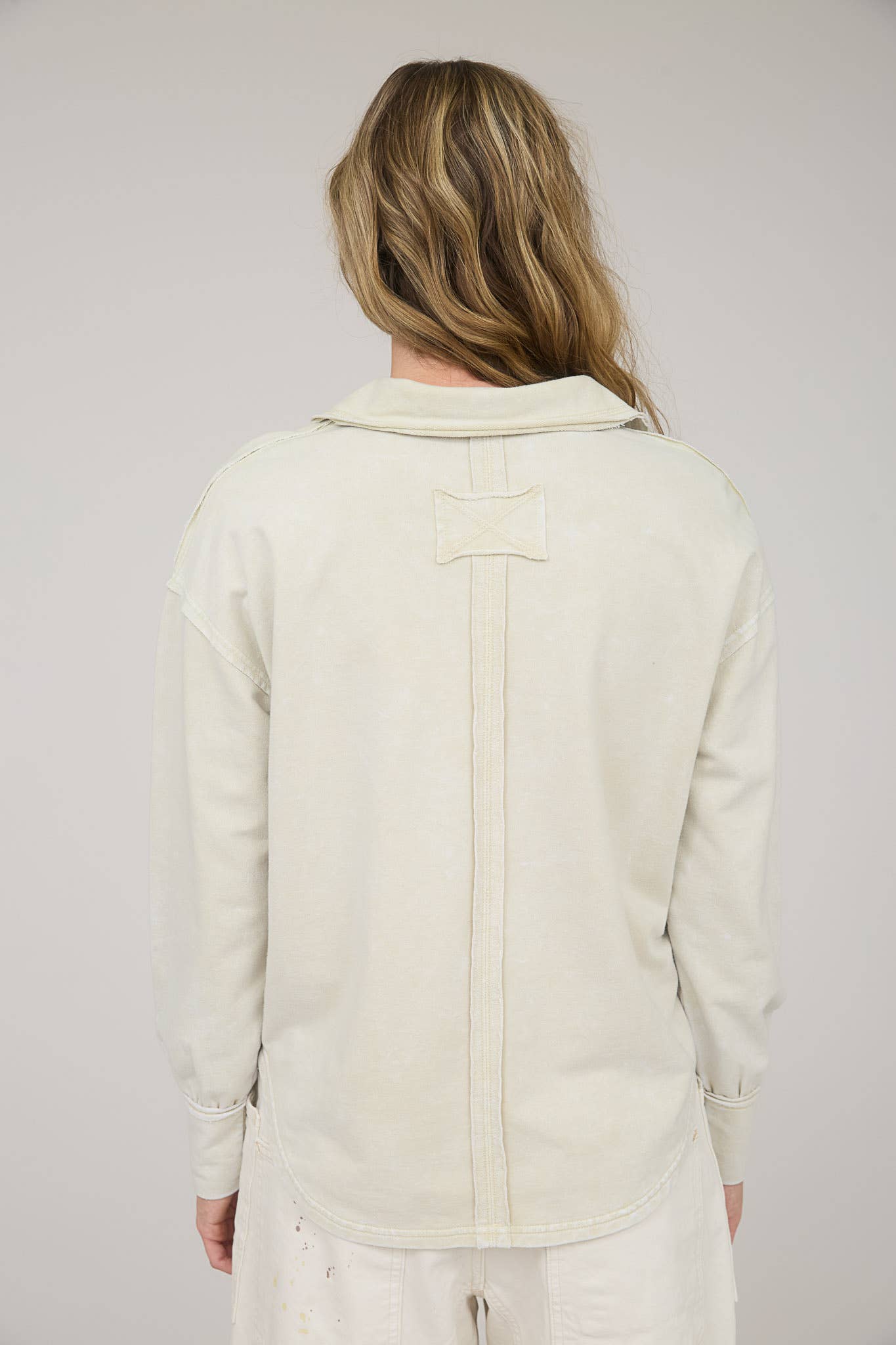 Washed Collared Knit Top