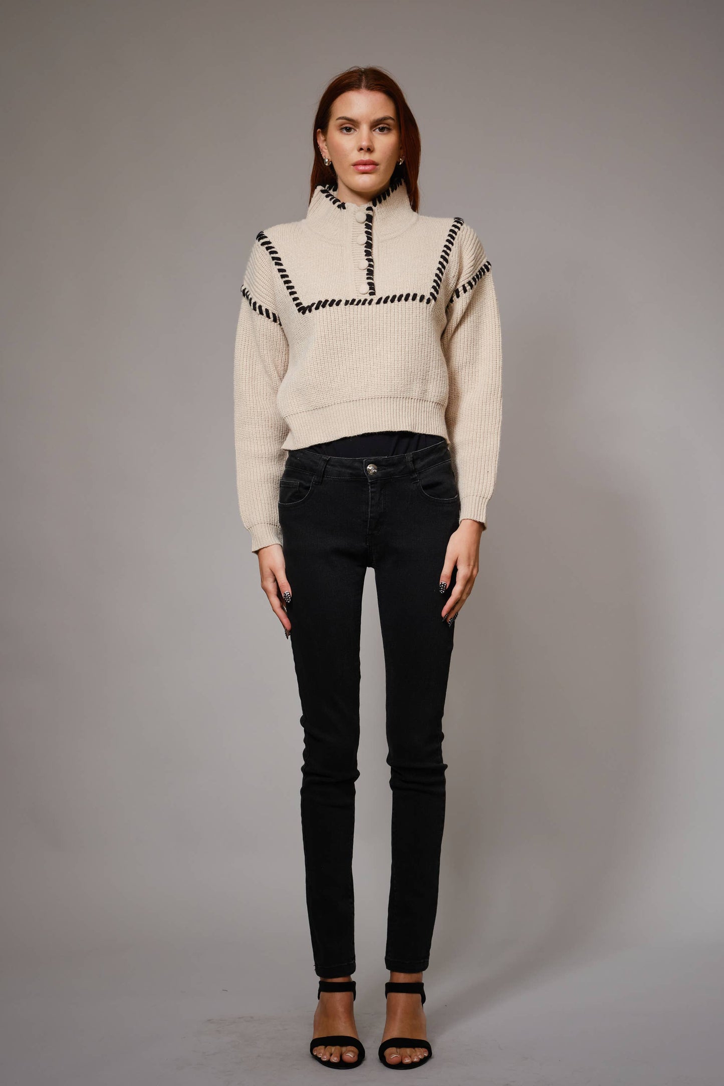 Whip Stitch Cropped Sweater