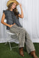 Ruffle Accent Sleeveless Chambray Denim Shirt Top