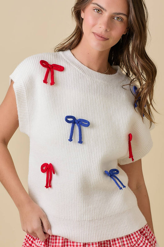 Ribbon Bow Knit Top