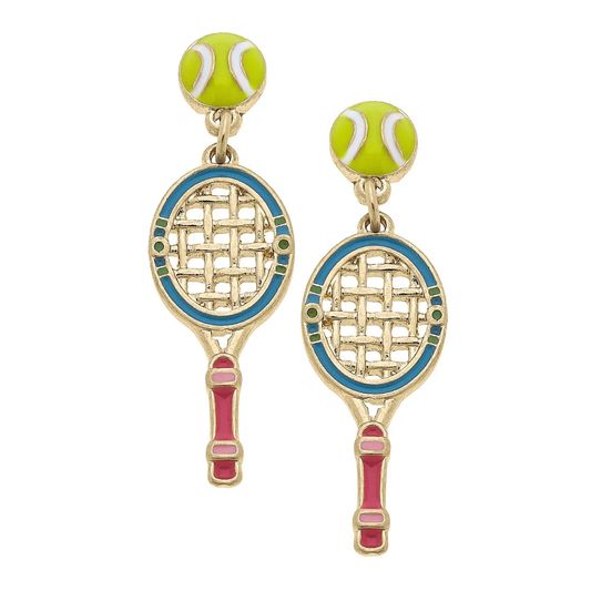 Billie Enamel Tennis Earrings in Neon Yellow, Pink, & Blue