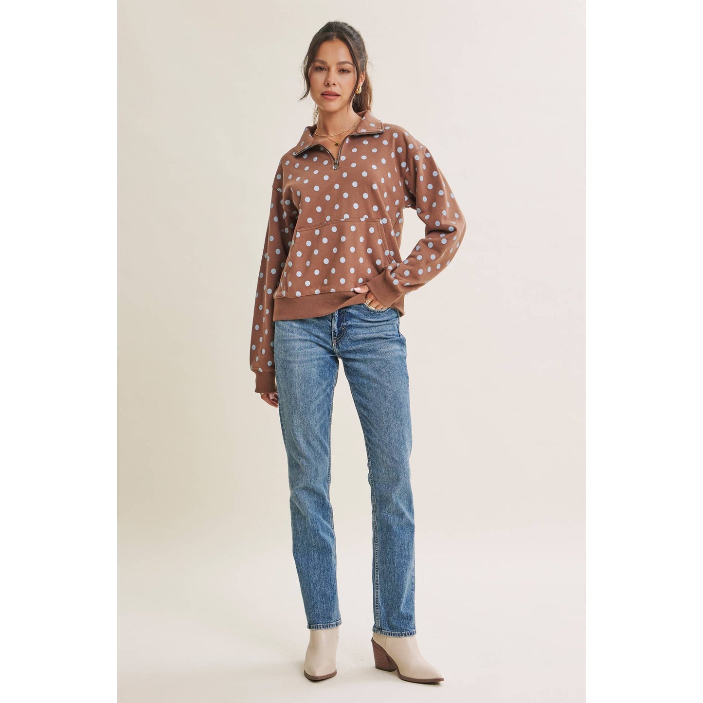 Playful Polka Dot Half-Zip