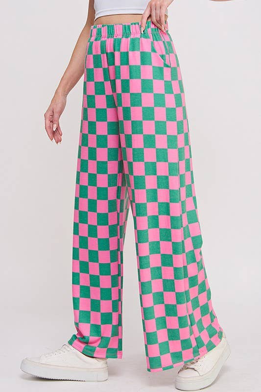 High Waist Checkered Pants