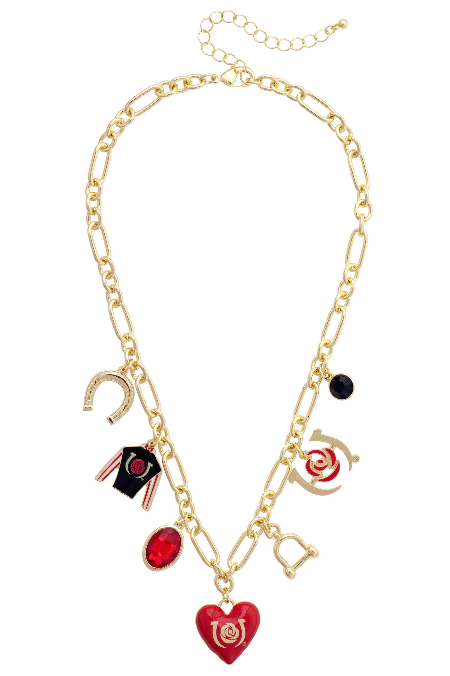 Kentucky Derby Enamel Heart Charm Necklace