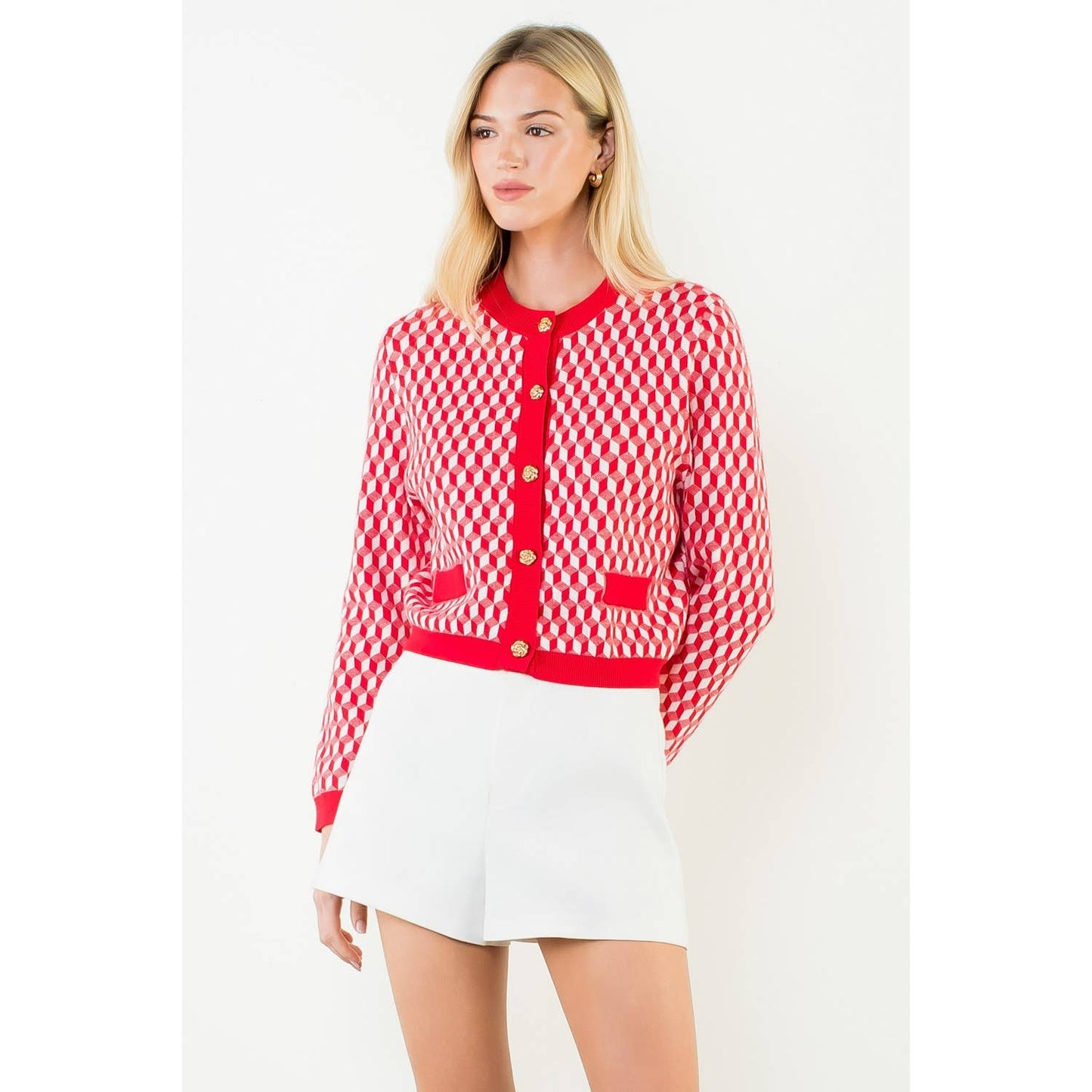 Long Sleeve Geometric Print Cardigan
