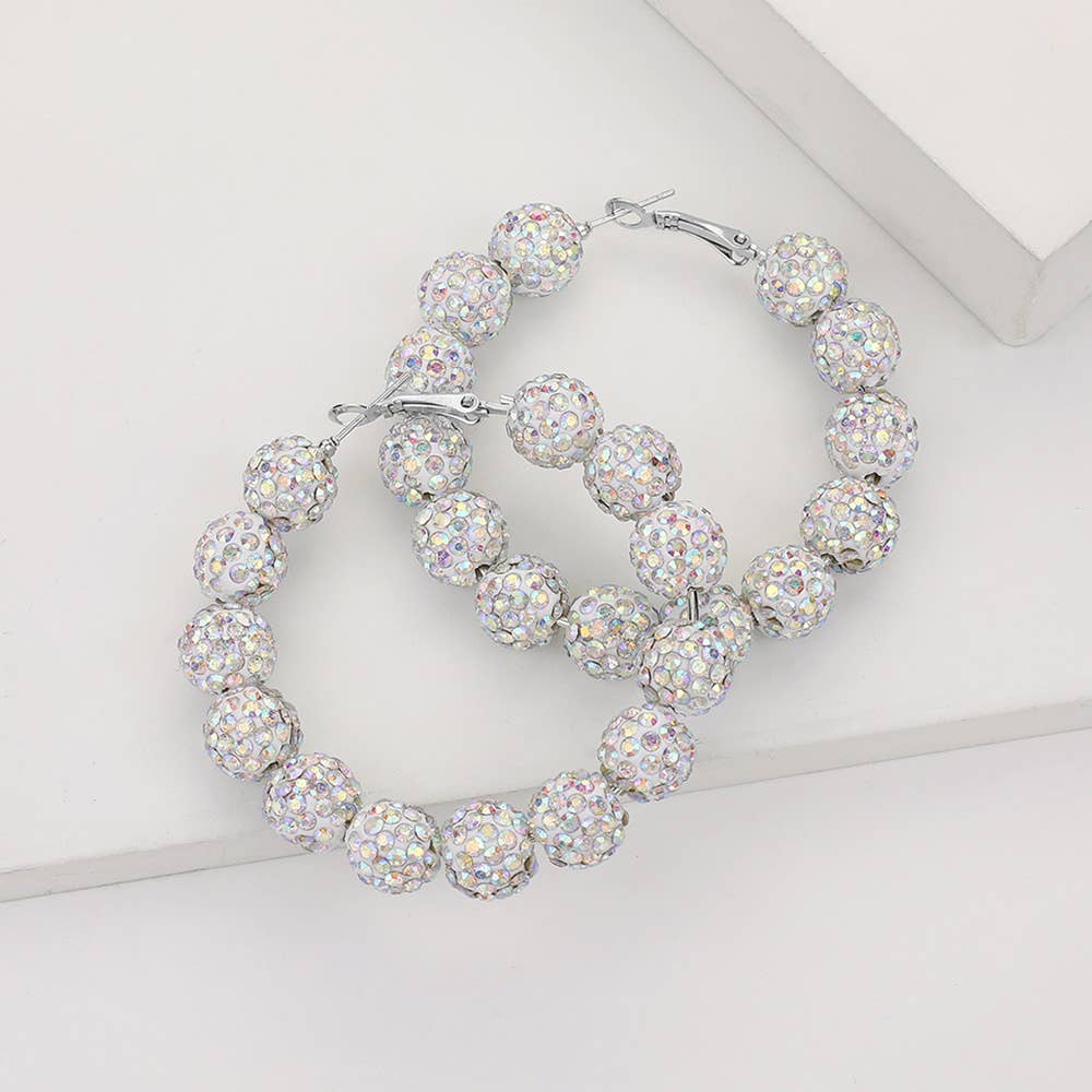 Ball Beaded Hoop Earrings