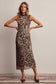 Leopard Print Power Mesh Midi Dress