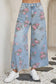 Spring Garden Floral Print Bootcut Jeans