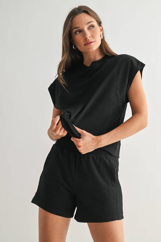 French Terry Cap Sleeve Top