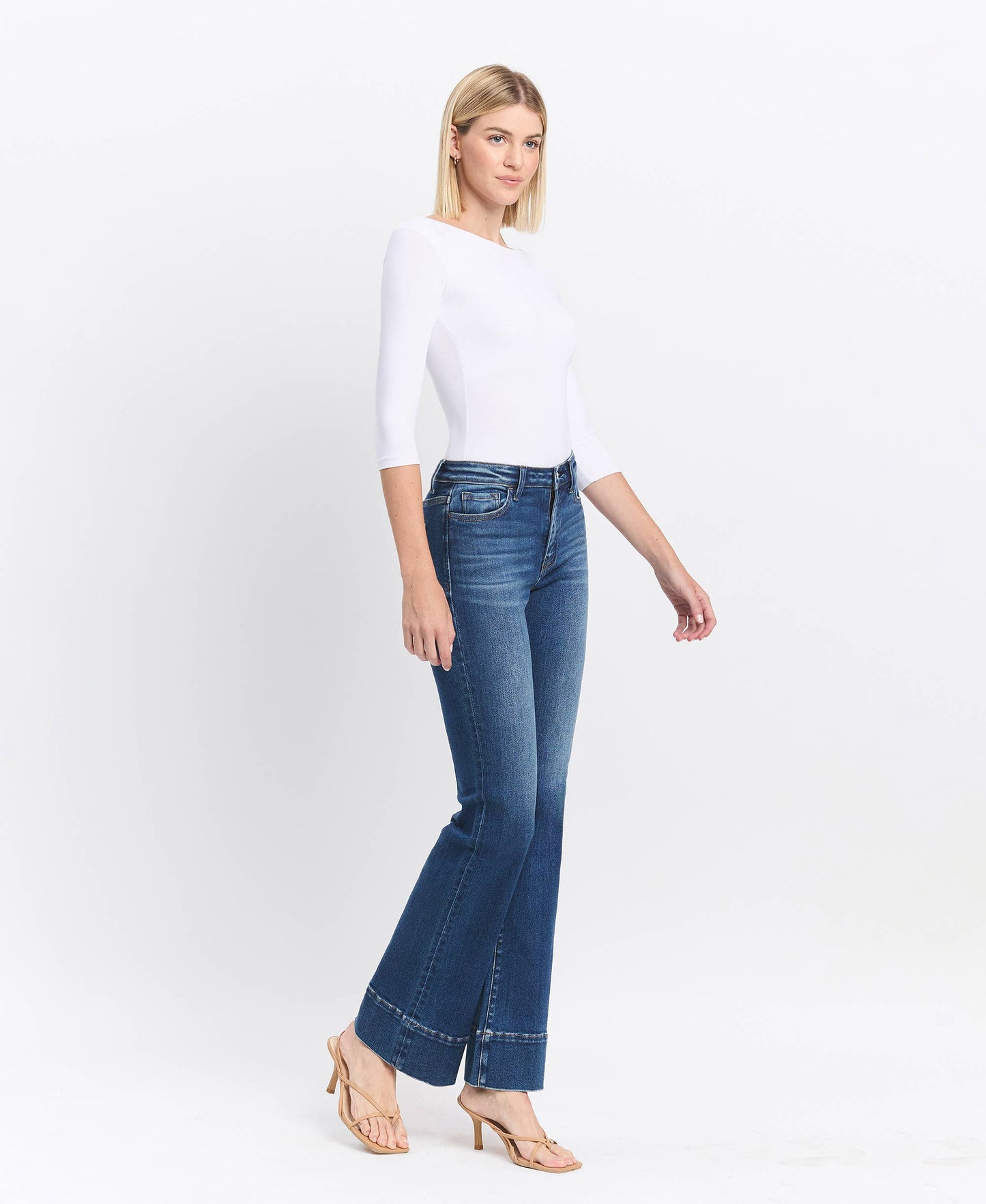 High Rise Trouser Hem Bootcut Jean