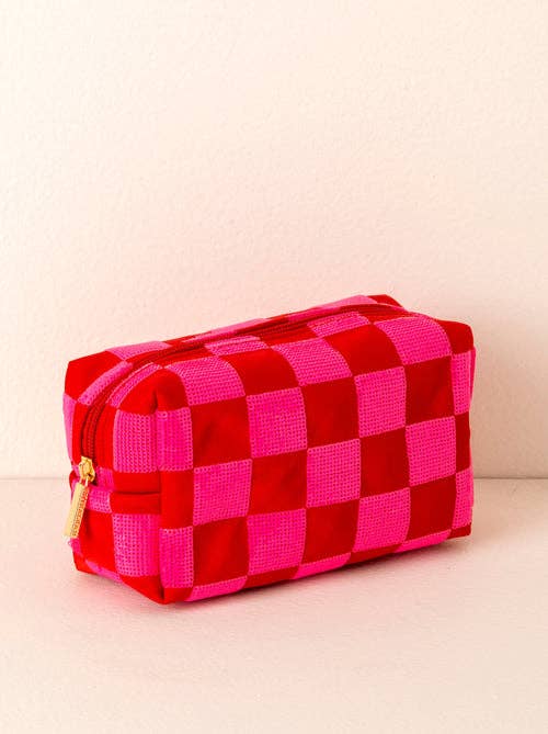 Check Pattern Cosmetic Pouch