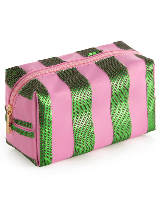 Stripe Zip Cosmetic Pouch