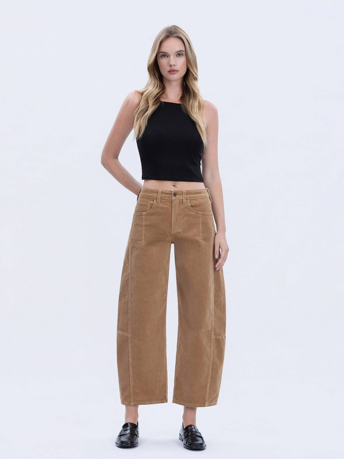 High Rise Corduroy Barrel Jean