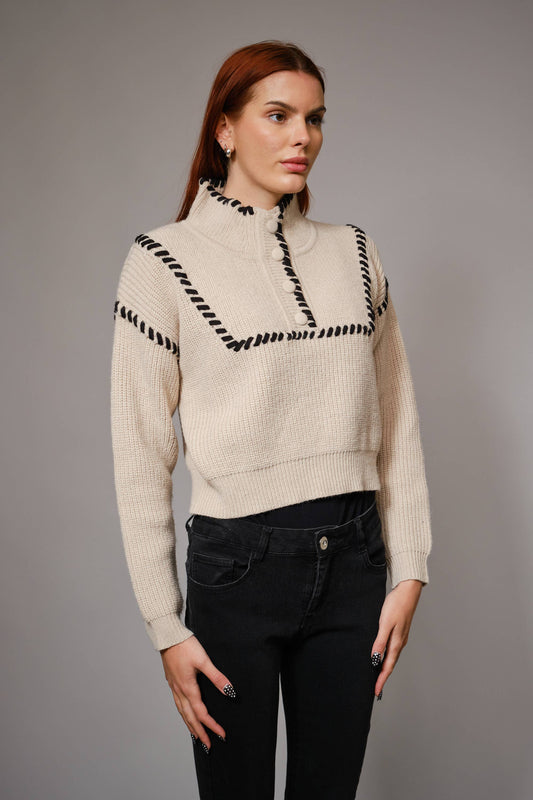 Whip Stitch Cropped Sweater