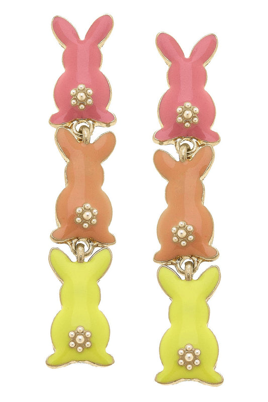 Cotton Tails Linked Enamel Earrings