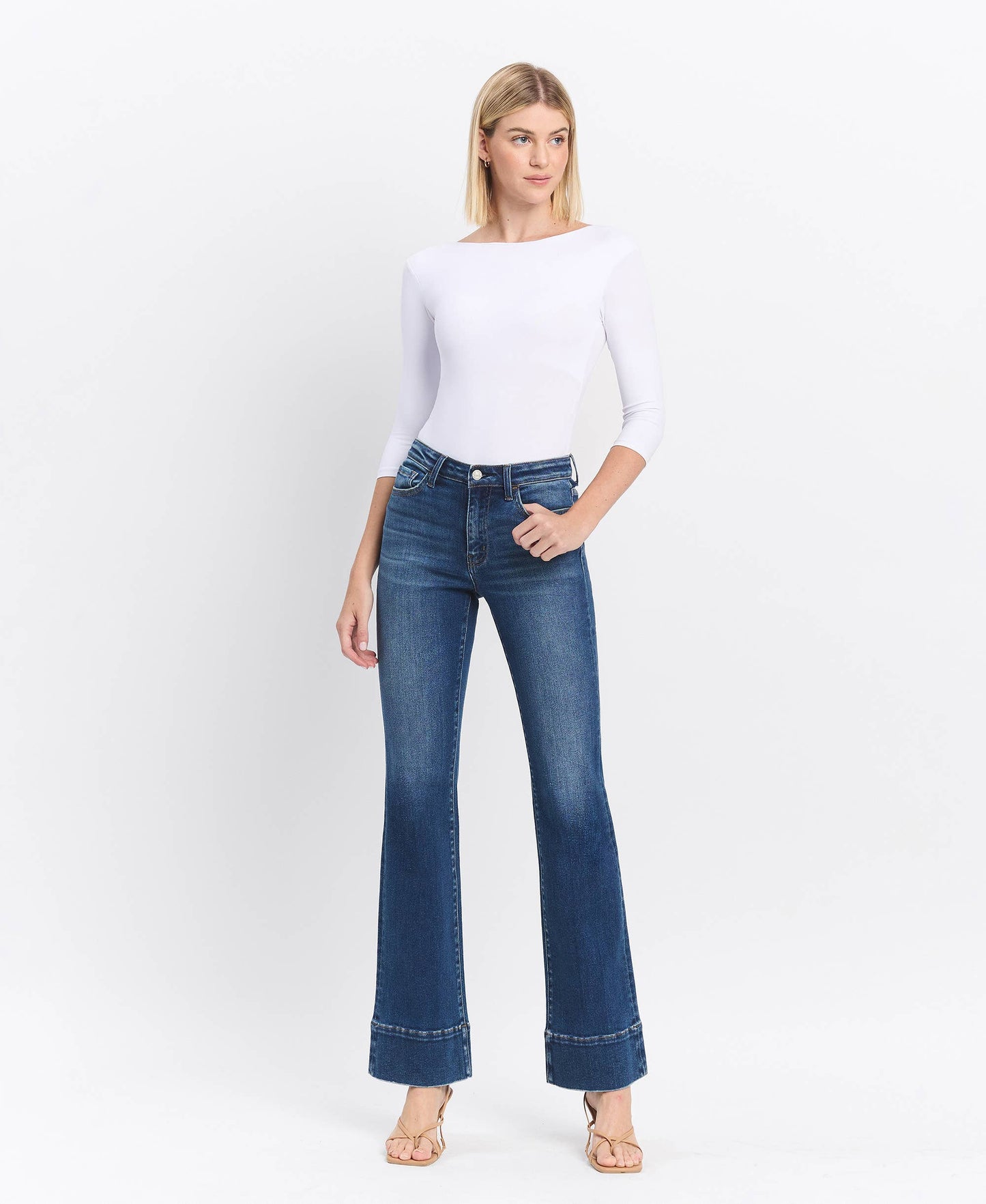 High Rise Trouser Hem Bootcut Jean