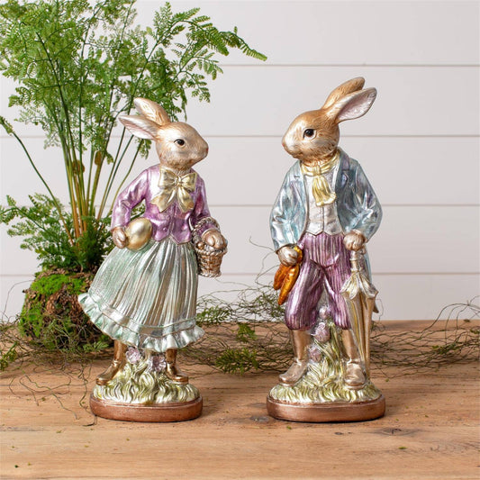 Vintage Foil Rabbit Couple (Set Of 2) |