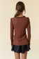 Soft Ribbed Ruffle Long Sleeve Tee