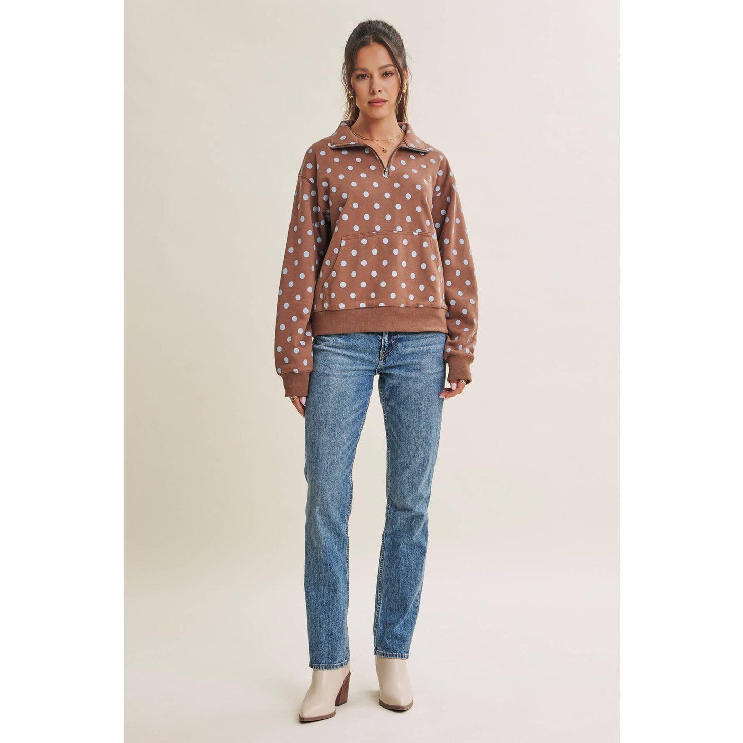 Playful Polka Dot Half-Zip
