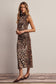 Leopard Print Power Mesh Midi Dress