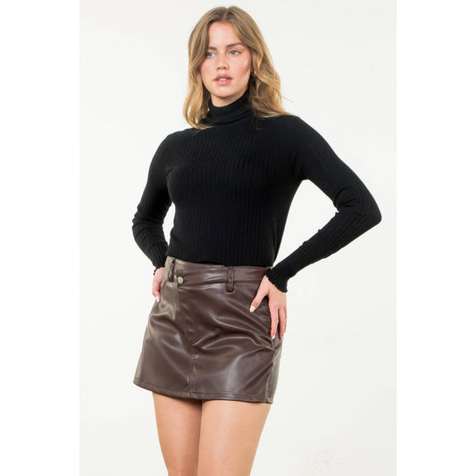 Chocolate Leather Skort