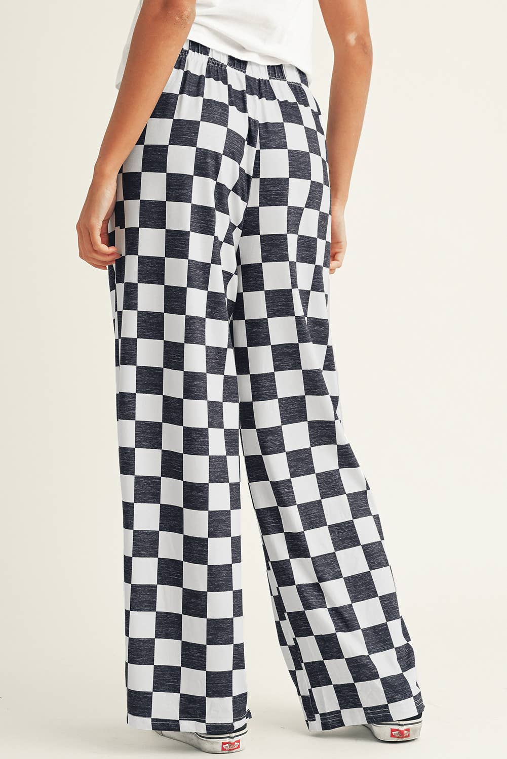 Checked Print High Waist Pants