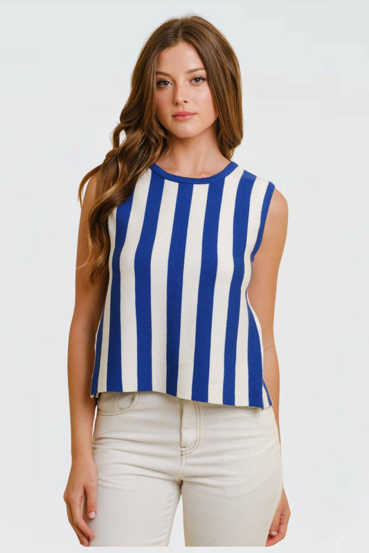Stripe Tie Back Sweater Vest