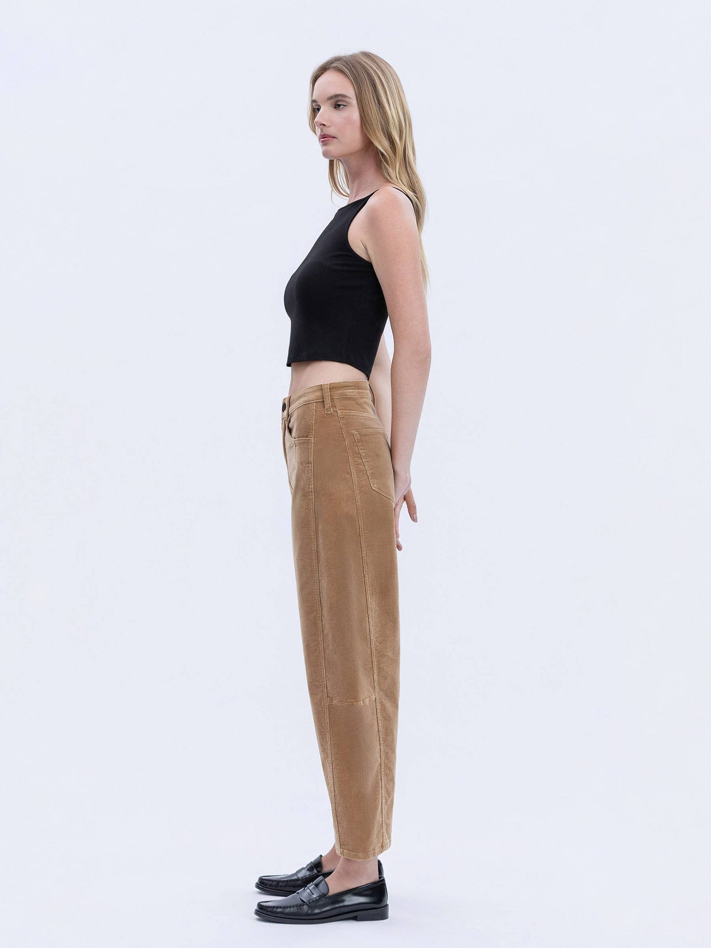 High Rise Corduroy Barrel Jean