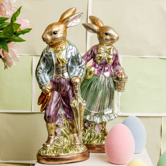 Vintage Foil Rabbit Couple (Set Of 2) |