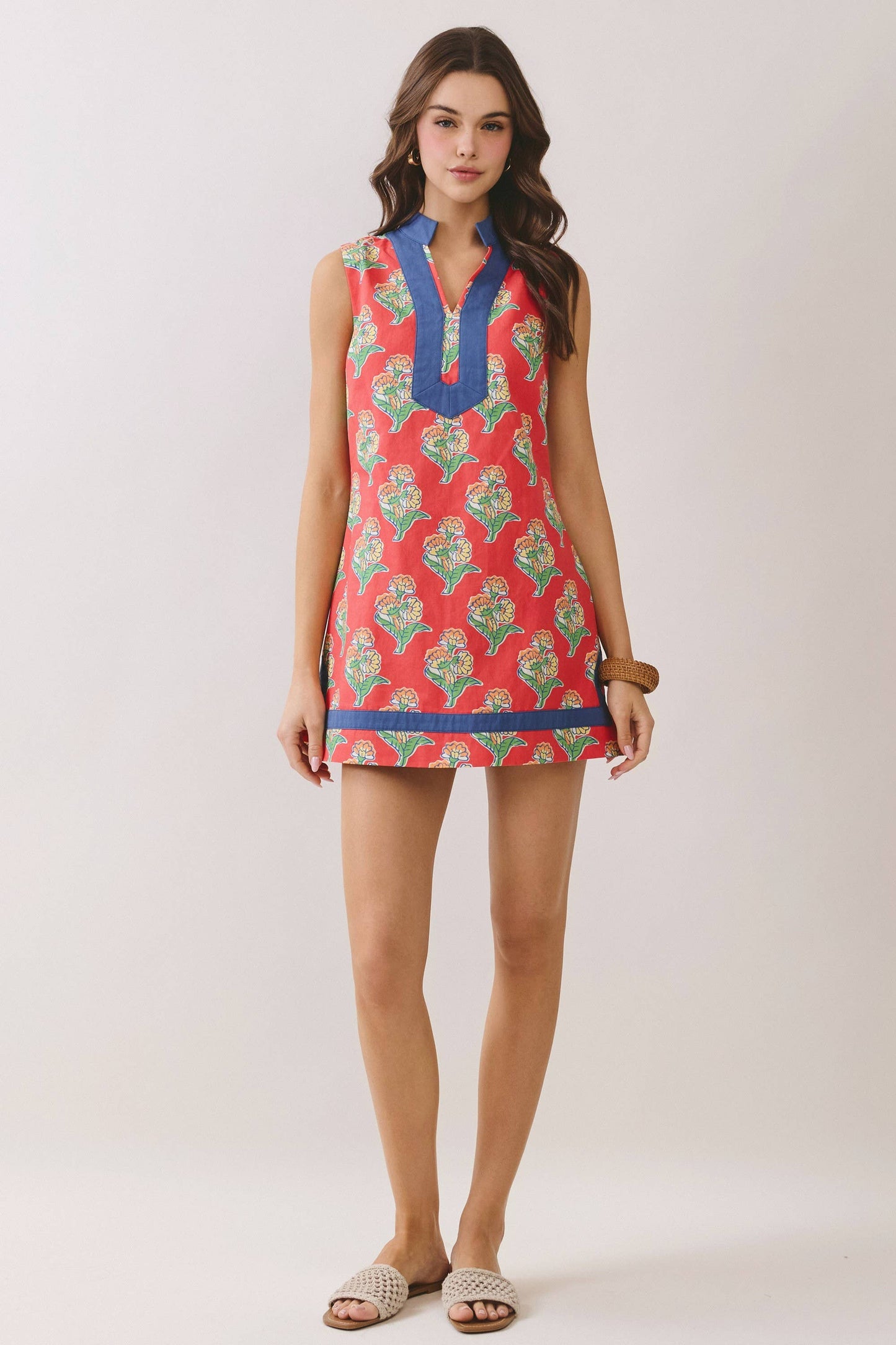 Floral Print Side Slit Dress