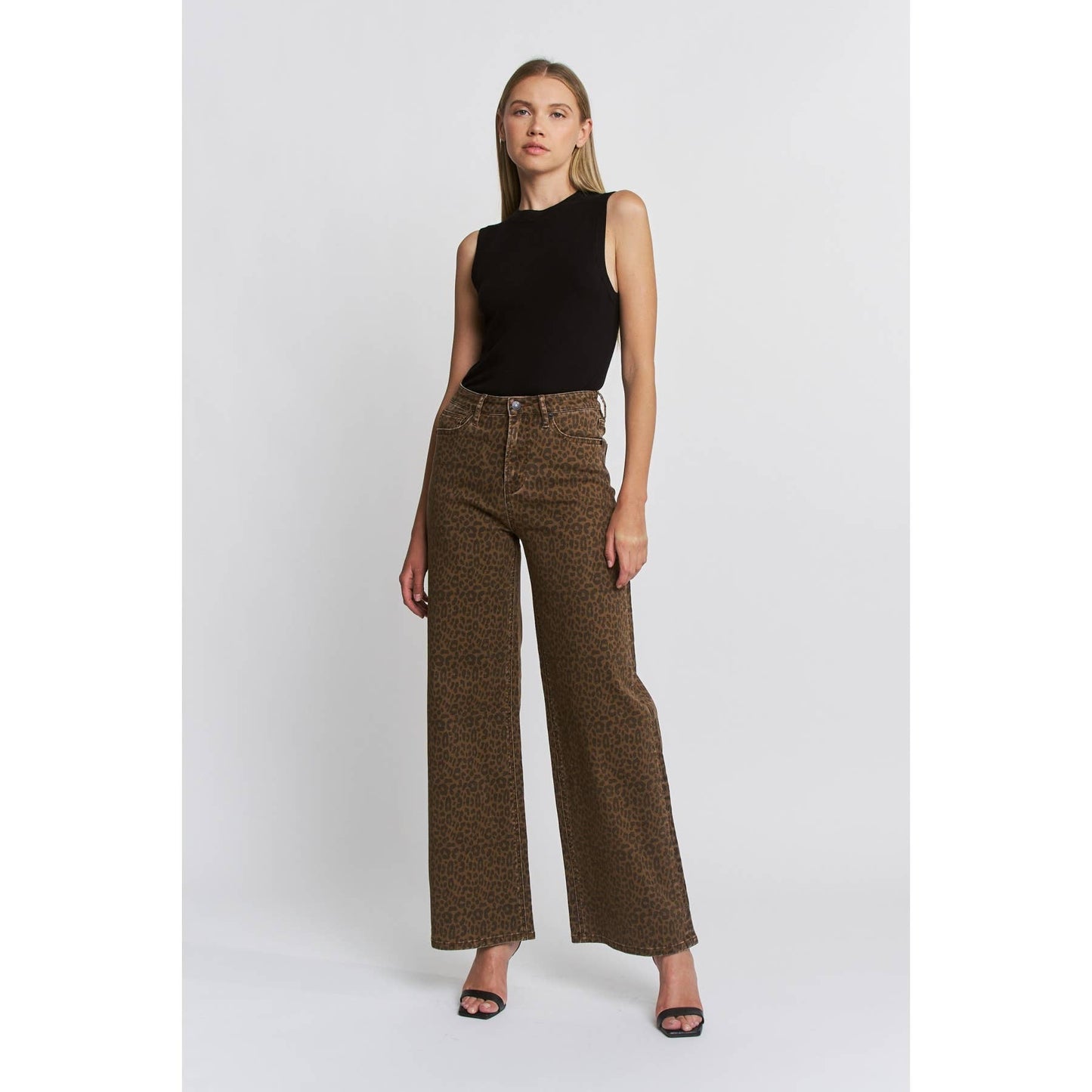Super High Wide Leg Leopard Jeans
