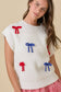 4th of July Ribbon Bow Knit Top