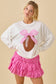 Ribbon Bow Football Patchwork Sweatshirt